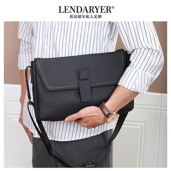 Lendaryer Shoulder Bag Men's New First-Layer Cowhide Messenger Bag Business Casual Work Clothing Large-Capacity Handbag
