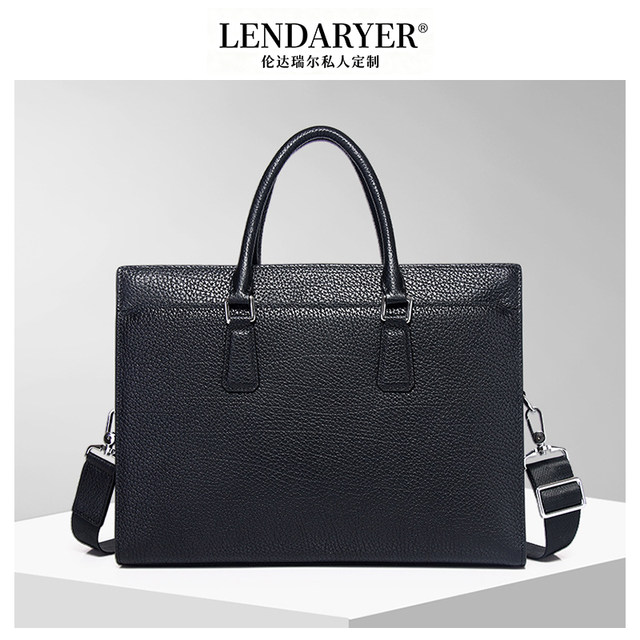 Lendaryer Briefcase Men's Genuine Leather First-Layer Cowhide Handbag Business Travel Multi-Compartment Computer Bag