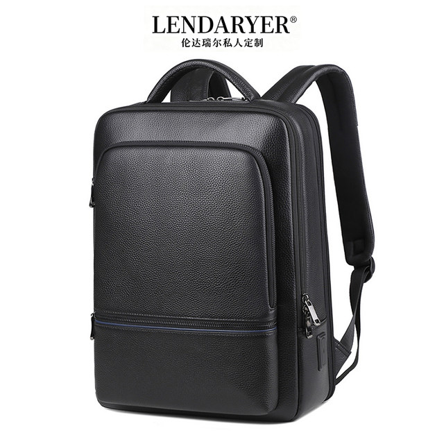 Lendaryer Business Backpack Men's New Classy Genuine Leather Business Trip Work Clothing Travel Multi-Functional Computer Backpack