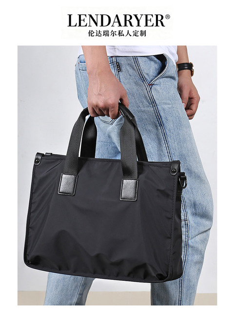 Lendaryer Simple Briefcase Men's Handbag Oxford Cloth Business Casual Computer Bag Work and Commuting Bag