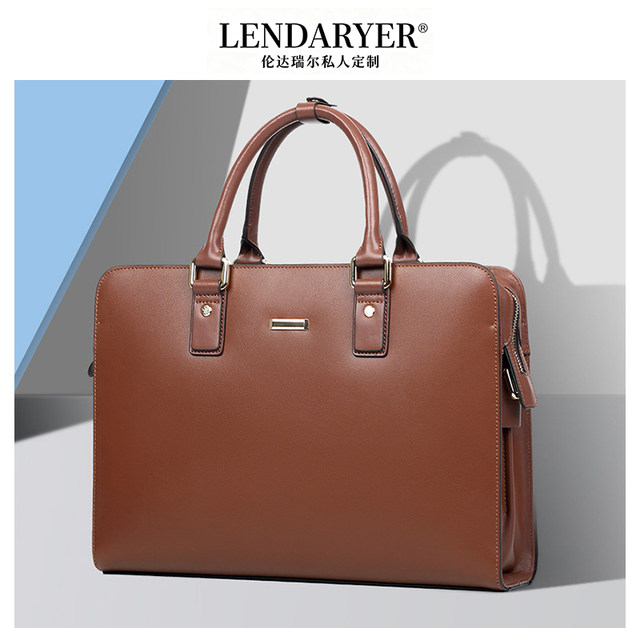Lendaryer Briefcase for Men, New Style, Light Luxury, Fashionable, Simple, Horizontal Style, Shoulder Computer Bag, Multi-Compartment Handbag