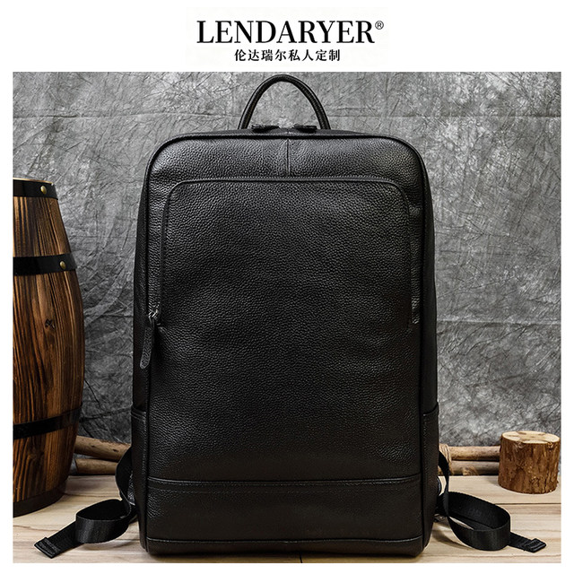 Lendaryer Business Backpack Men's New Accessible Luxury High-End Texture Backpack Large Capacity Lychee Pattern Computer Bag