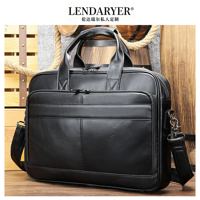 Lendaryer Briefcase Men's New Classy Large-Capacity Backpack Single Shoulder Crossbody Lychee Pattern Business Handbag