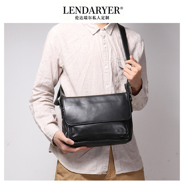 Lendaryer Shoulder Bag Men's New Fashion Genuine Leather Large Capacity Backpack Multi-Functional Fitness Sports Crossbody Bag
