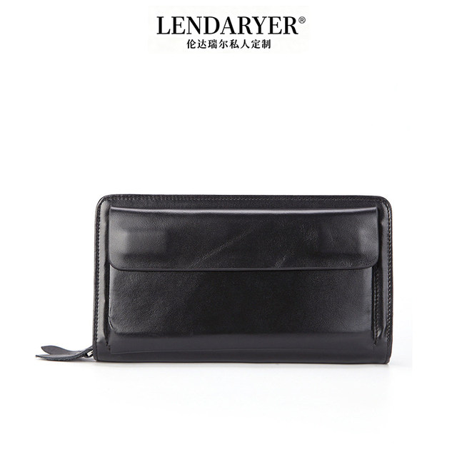 Lendaryer Men's Long Clutch Bag First-Layer Cowhide Wallet Business Multi-Functional Clutch Bag Genuine Leather Wallet