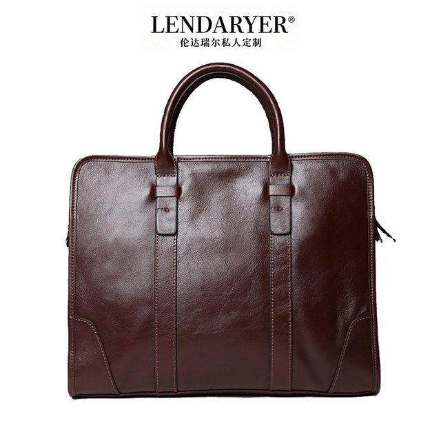 Lendaryer Briefcase Men's New Classy Genuine Leather First-Layer Cowhide Handbag Business Travel Computer Bag