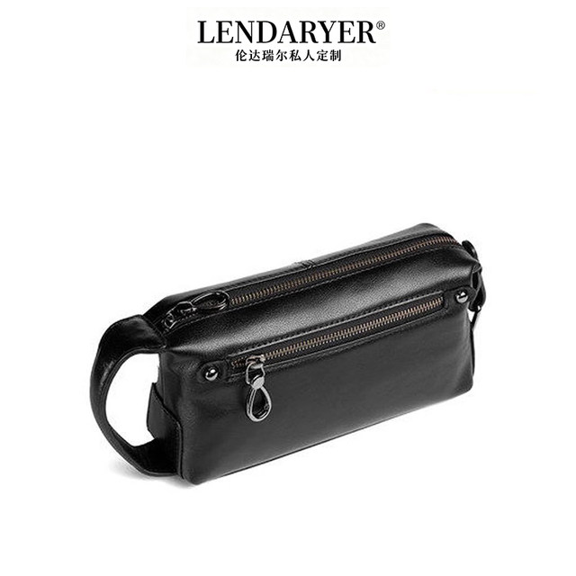 Lendaryer Men's Handbag Genuine Leather High-End Portable Mobile Phone Bag First Layer Cowhide Clutch Bag Men's High-End Small Bag