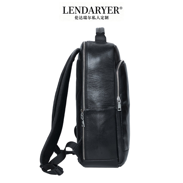 Lendaryer Business Backpack Men's Genuine Leather Large-Capacity Travel Backpack Multi-Compartment Handbag