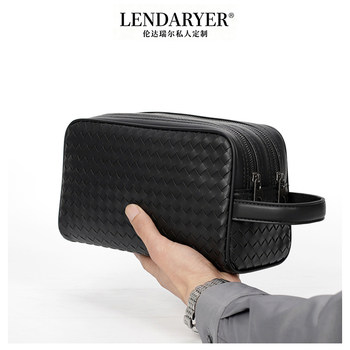 Lendaryer Clutch Bag Men's New Fashion Simple Handbag Double Zipper Casual Folder Bag Large Capacity Wallet