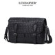 Lendaryer Single Shoulder Bag for Men, New Woven Top-Layer Cowhide Crossbody Bag with Flap, Portable Multifunctional Crossbody Bag