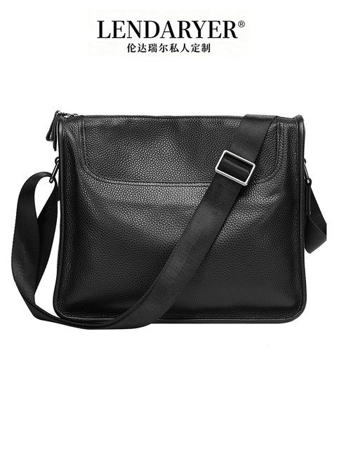 Lendaryer Shoulder Bag Men's Retro Simple Genuine Leather Business Travel Commuter Messenger Bag Multi-Compartment Crossbody Bag