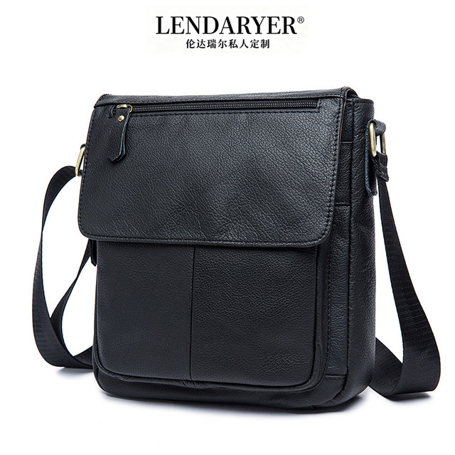 Lendaryer Shoulder Bag Men's Accessible Luxury Genuine Leather Business Travel Work Clothing Crossbody Bag Large Capacity Horizontal Handbag