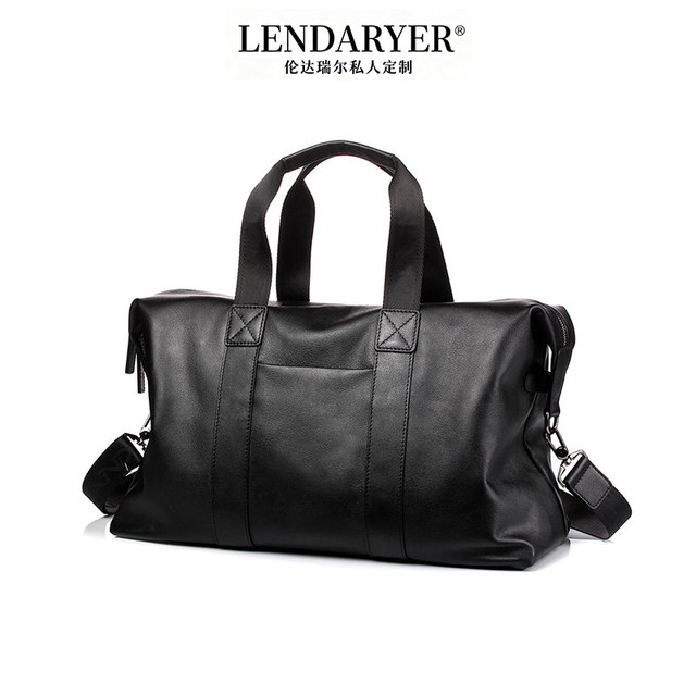 Lendaryer Travel Bag Men's Hand-Held First-Layer Cowhide Large-Capacity Lightweight Fitness Bag Short-Distance Business Trip Travel Bag