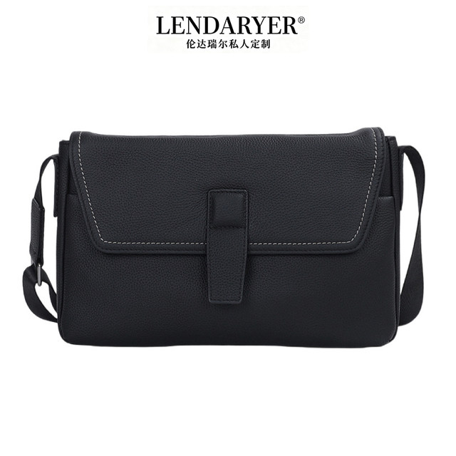 Lendaryer Shoulder Bag Men's New First-Layer Cowhide Messenger Bag Business Casual Work Clothing Large-Capacity Handbag