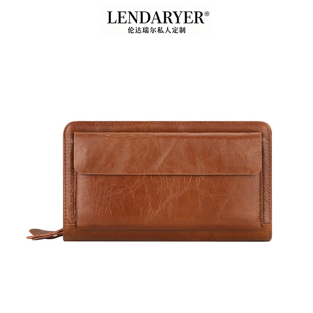 Lendaryer Men's Long Clutch Bag First-Layer Cowhide Wallet Business Multi-Functional Clutch Bag Genuine Leather Wallet