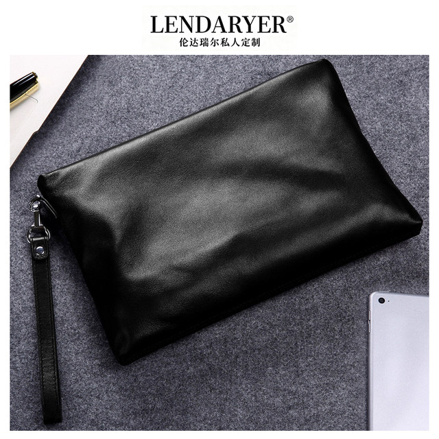Lendaryer Men's New Style Genuine Leather Simple Casual Clutch Bag Large Capacity High-End Portable Clutch Bag