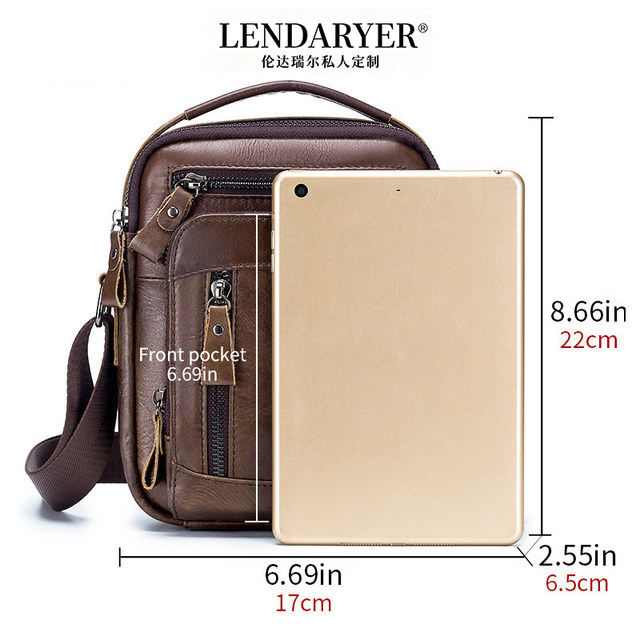 Lendaryer Single Shoulder Bag for Men, Genuine Leather, European and American Retro Trendy Large-Capacity Crossbody Bag, Simple Vertical Style Shoulder Bag