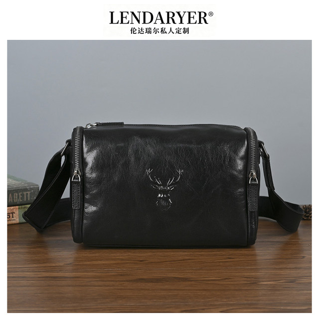 Lendaryer Shoulder Bag Men's New Style Vegetable-Tanned Cowhide Retro Large-Capacity Crossbody Bag Portable Practical Casual Bag