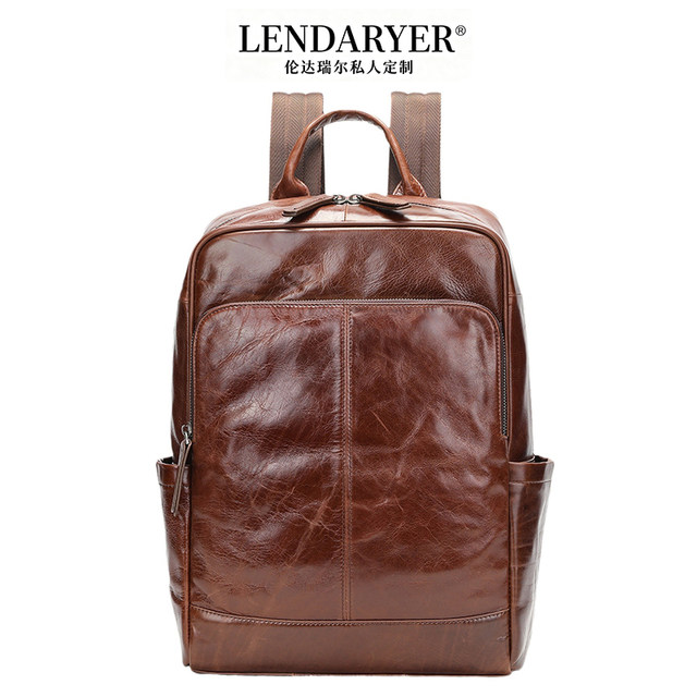 Lendaryer Business Backpack Men's New High-End First-Layer Cowhide Travel Backpack Travel Commuter Computer Bag