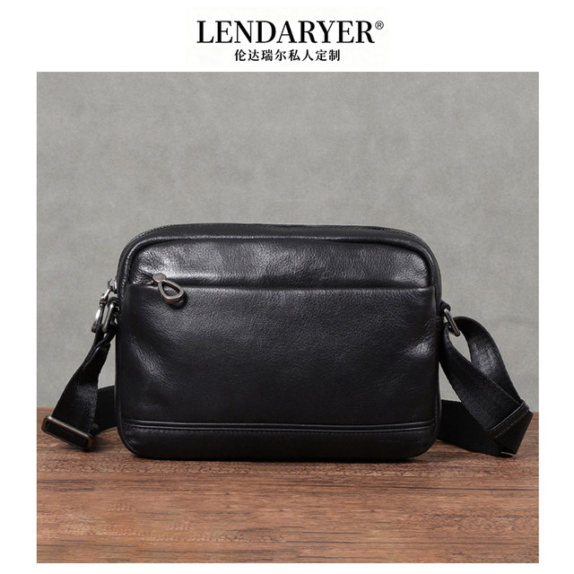 Lendaryer New Genuine Leather Crossbody Bag for Men, First Layer Cowhide, Fashionable and Casual Men's Shoulder Bag, Simple Small Square Bag