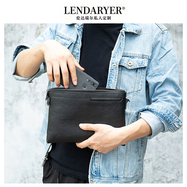 Lendaryer Clutch Bag Men's Business New High-End Large-Capacity Portable Clutch Bag Simple Retro Coin Purse