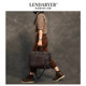 Lendaryer Retro Handmade Men's 15inch Horizontal Leather Laptop Bag Business Fashion Briefcase for Men