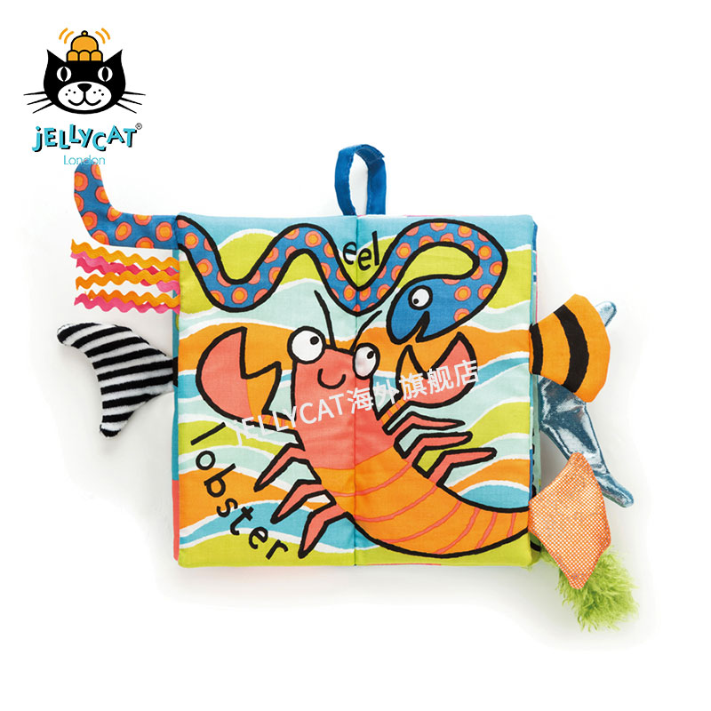 British jELLYCAT counter imported marine life small tail story Early education toy cloth book peace of mind