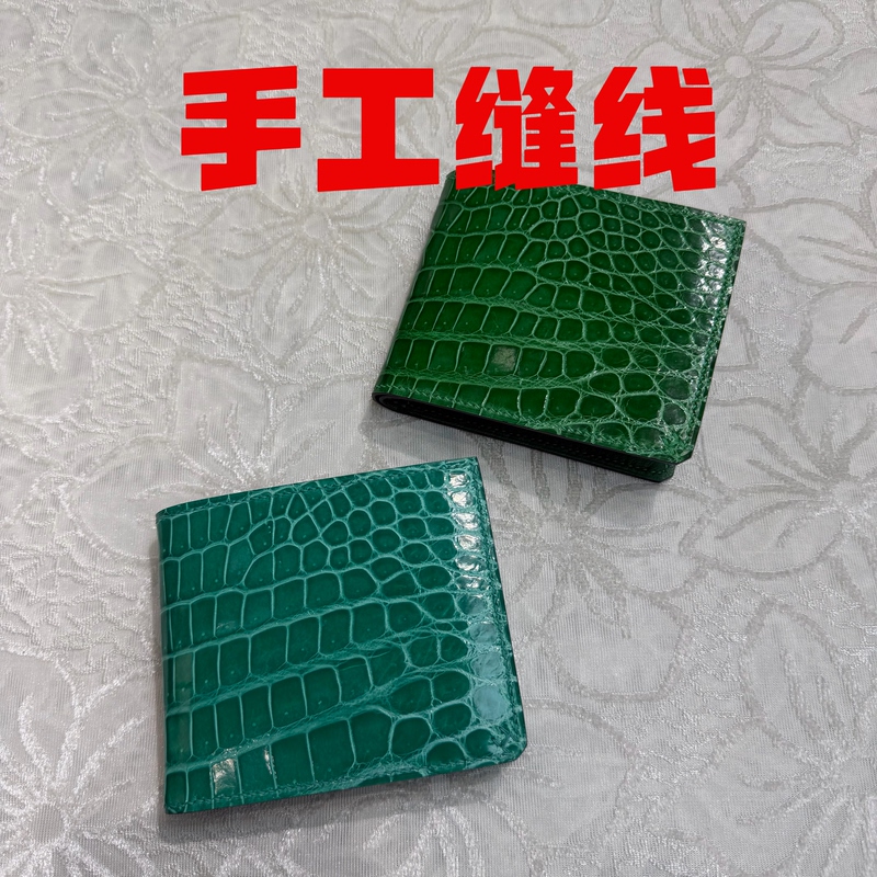 Hand-Sewn Wax Thread Craftsmanship, Luxurious Belly-Style Short Wallet, Horizontal Belly-Style Short Wallet, Genuine Leather Card Holder with Full Leather Lining