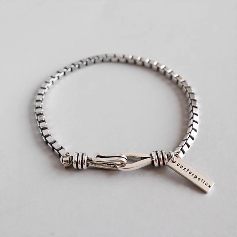 Paris Design~S925 Sterling Silver Bracelet for Women ins Trendy and Unique Design European and American Hip-Hop Style Cuban Bracelet for Men
