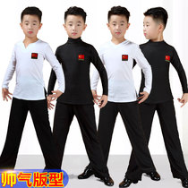  Boys Latin dance clothing set Childrens boys childrens boys boys short-sleeved practice training clothes tops summer