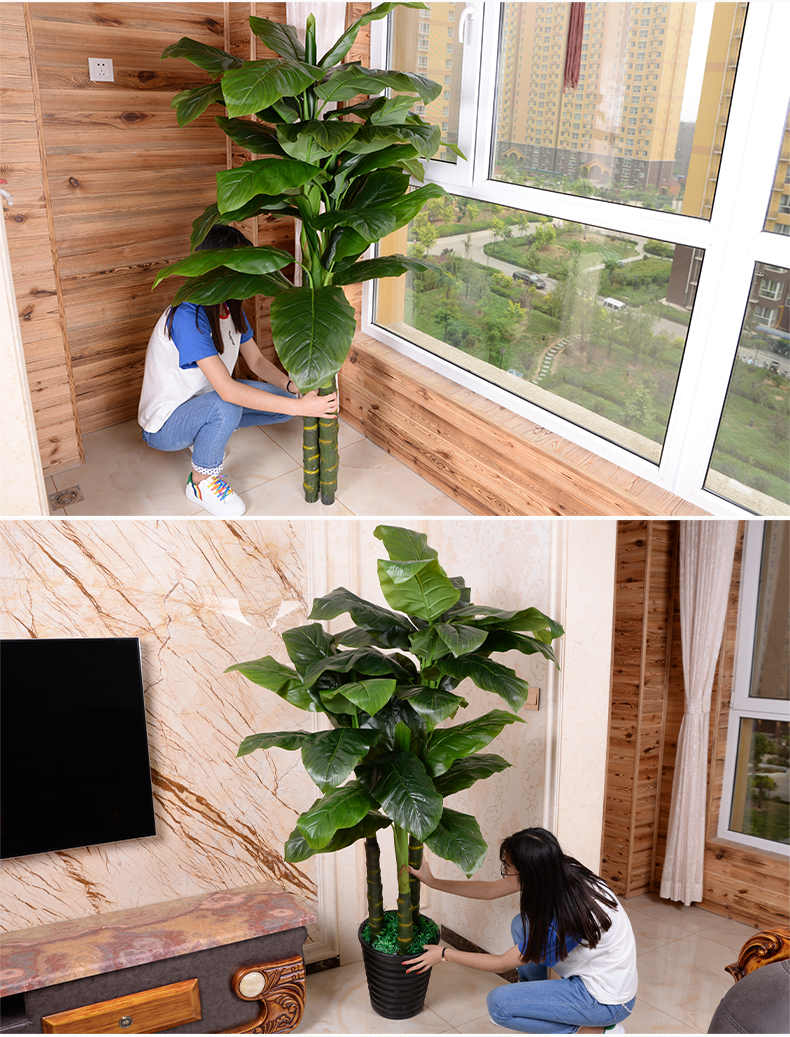 Cây giả ba thanh khổng lồ mô phỏng cây xanh cây trồng trong chậu văn phòng phòng khách khách sạn trang trí sàn hoa trong nhà - Hoa nhân tạo / Cây / Trái cây bình hoa lựu giả