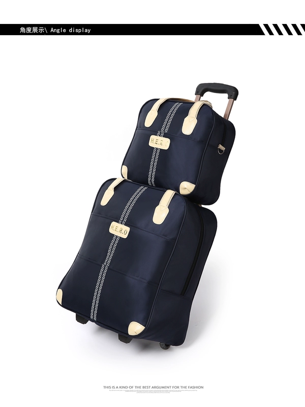Hàn quốc phiên bản của xe đẩy túi du lịch túi hành lý xách tay túi không thấm nước xe đẩy trường hợp công suất lớn túi du lịch nội trú bánh gói mẹ túi du lịch nữ loại nhỏ