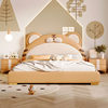Children's bed boy cartoon tiger bed boy 1.5 meters single solid wood leather bed children's furniture small apartment