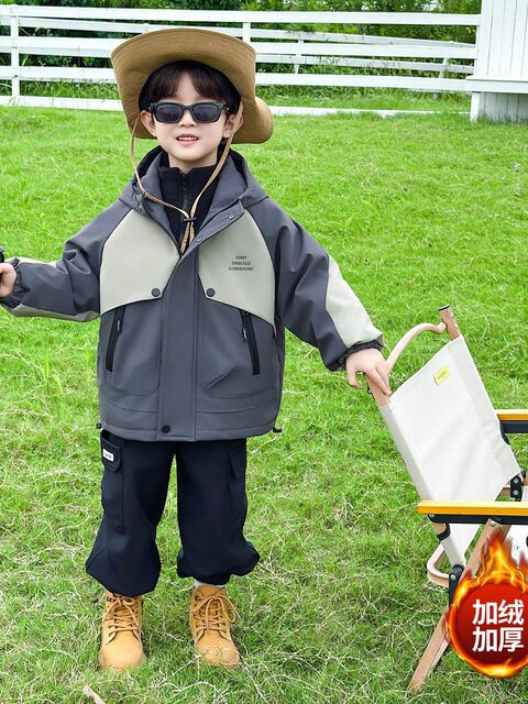 Children's Autumn and Winter Quilted Thickened Three-In-One Jacket 2025 New Style Children's Winter Warm and Stylish Windbreaker
