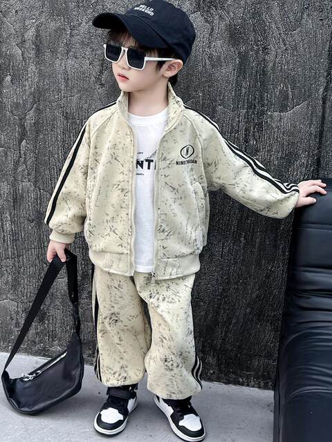Boys' Spring and Autumn Sports Suit 2026 New Children's Autumn Clothes Children's Clothing Baby Little Boy Cool and Handsome Two-Piece Set