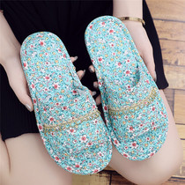 Summer cotton fabric fabric slippers for men and women indoor home home silent floor tiles universal slippers soft bottom