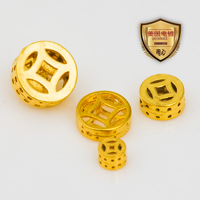 18k gold copper money bracelet braided plated 24k gold hand string septer accessories string beads handmade ornament diy necklace-Taobao