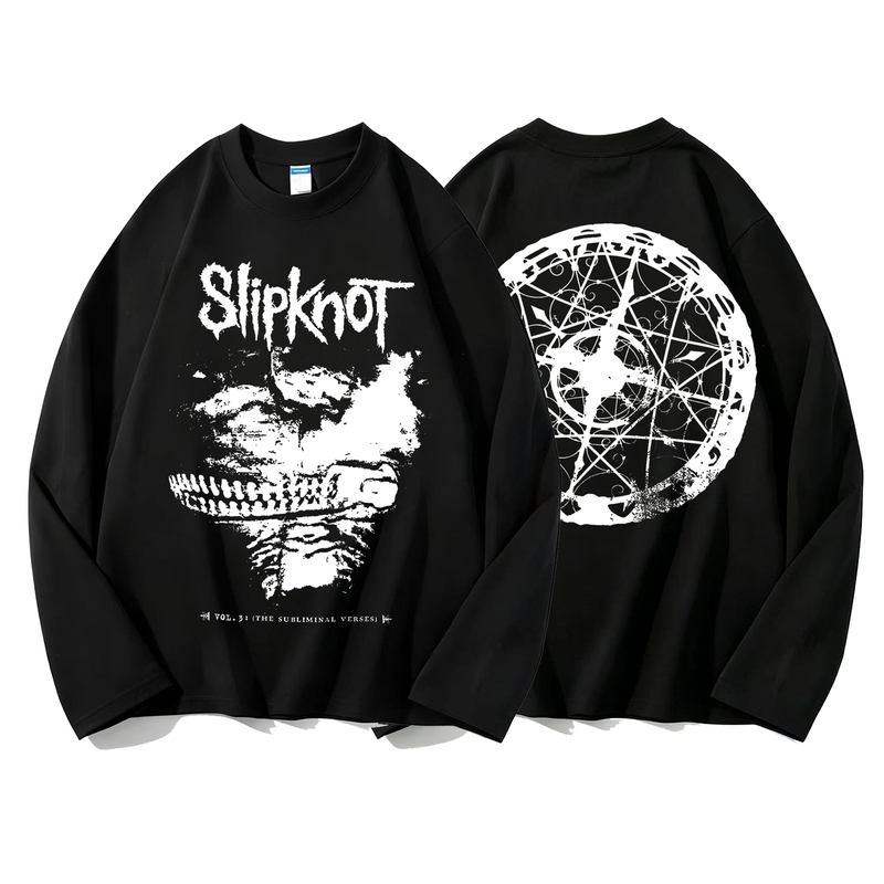 Long-Sleeved T-Shirt, Unisex, Pure Cotton, Printed Rock T-Shirt, Slipknot Band, Available in Kids Sizes Long-Sleeved T-Shirt, Unisex, Pure Cotton, Printed Rock T-Shirt, Slipknot Band, Available in Kids Sizes