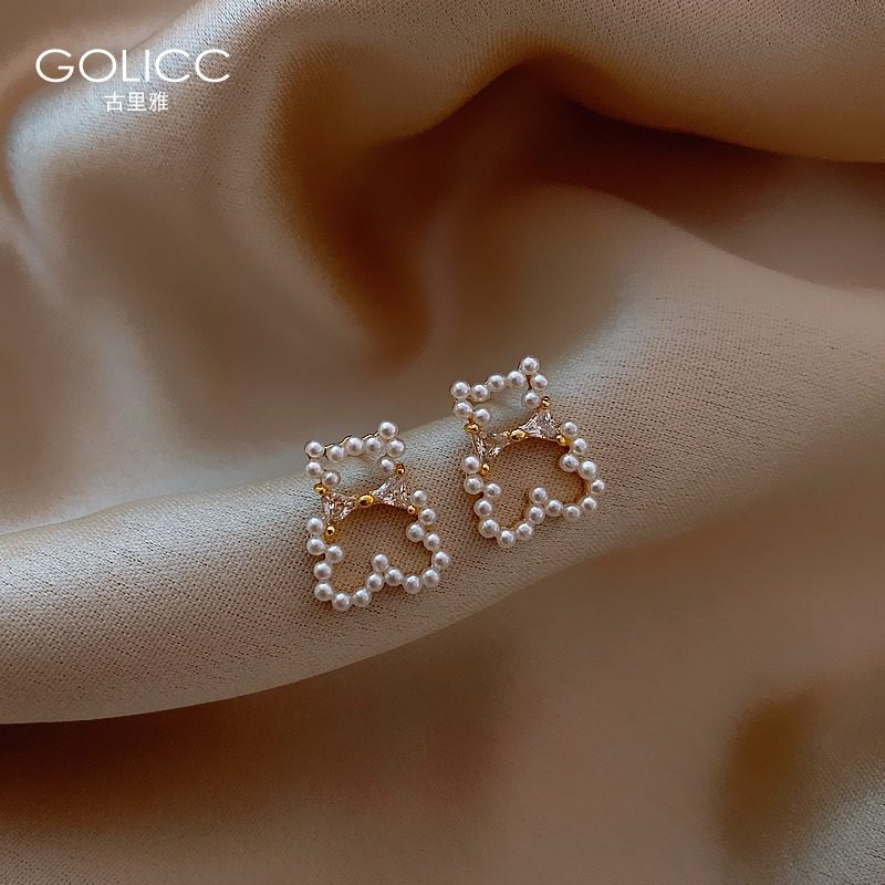 Net red explosion bear pearl stud earrings 925 sterling silver silver needle earrings 2020 new fashion earrings women drop earrings