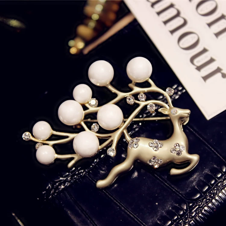 Pearl Deer Fashion Korea Trâm Nữ Pin Dễ thương Vintage Corsage Trâm Phụ kiện Khăn quàng cổ Áo choàng cổ