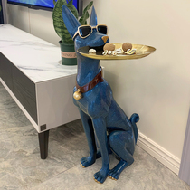 Creative large floor-to-ceiling dog ornaments Light luxury high-end living room TV cabinet Housewarming new home Nordic home soft decorations