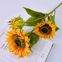 Sunflower simulation bouquet Table vase Floral decoration Large bouquet Floor-to-ceiling living room photo sun flower fake flower decoration