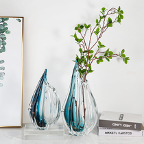 Glass Vase ornaments living room flower arrangement dried flowers Nordic light luxury high-end porch table water glass flower Ware soft
