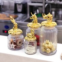 Nordic light luxury candy storage tank Dried fruit five grains storage tank Sealed tank Flower tea tea glass storage tank