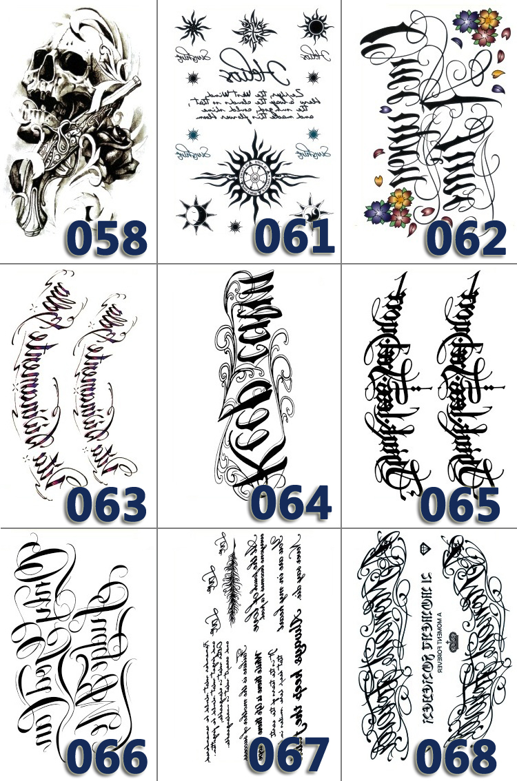 Dán hình xăm không thấm nước Đàn ông và phụ nữ kéo dài cánh tay hoa Prajna Heads Half Arms Shank Mô phỏng hình xăm cơ thể hình xăm dán chữ