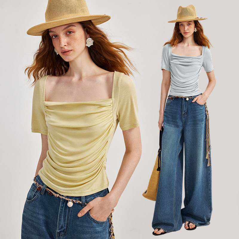 【Xinyi Fans Exclusive】Ael Original French Lazy Style Tencel Short Sleeve T-Shirt As5Bt318 【Xinyi Fans Exclusive】Ael Original French Lazy Style Tencel Short Sleeve T-Shirt As5Bt318