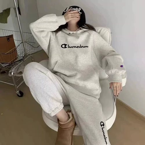 Демисезонный спортивный костюм, лонгслив с капюшоном, штаны, комплект, изысканный стиль