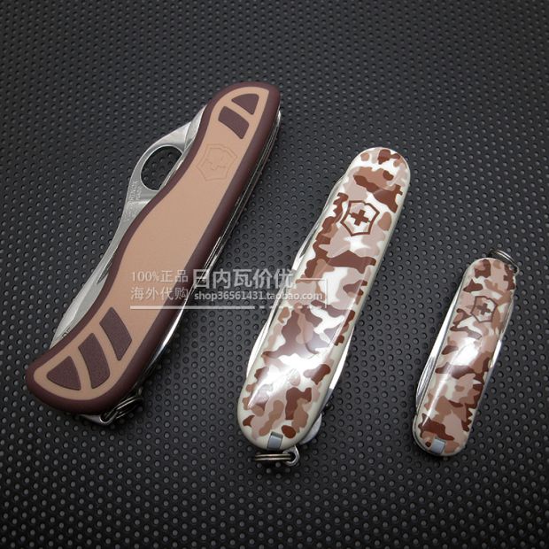 Desert Brown Stalker Chính hãng Swiss Army Knife Single Open Toothed Trượt Tay cầm 2016 Dòng ngụy trang sa mạc dao găm đi rừng