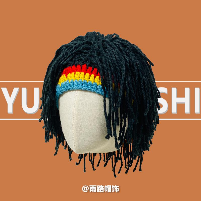 Reggae Dreadlocks Handmade Hat, Quirky Crazy Yarn Hat, Savage Wig, Knitted Hat, Tiktok Hip-Hop Headgear, Internet Sensation
