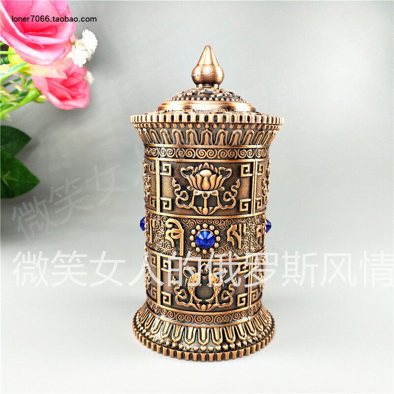 Russian R-46 Sikkim belongs to the toothpick cylinder box Barrel Tank Tibet transferred via cylinder shape red ancient bronze purple gold color simple and heavy